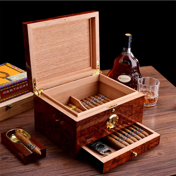 Hộp đựng xì gà gỗ để bàn 2 ngăn – XG11