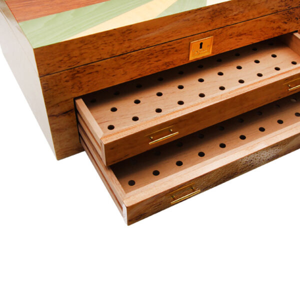 Hộp gỗ đựng xì gà bằng gỗ cỡ lớn 2 ngăn kéo – XG12